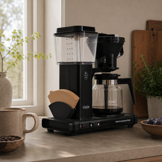 Kaffefilterhållare till Moccamaster – smart och stilren förvaring direkt på bryggaren